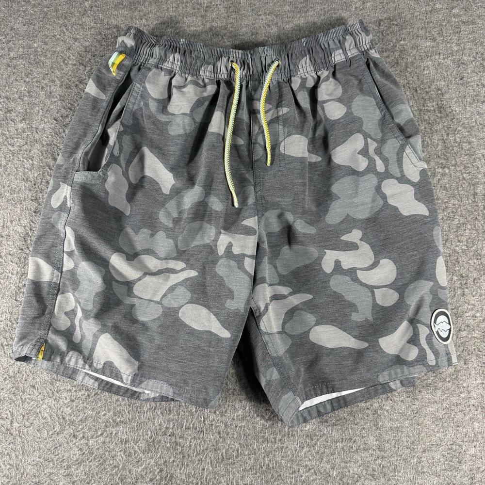 Marsh Wear Mallard Volley Gray CAMO Shorts Elastic Waist Pockets Mens SZ Small